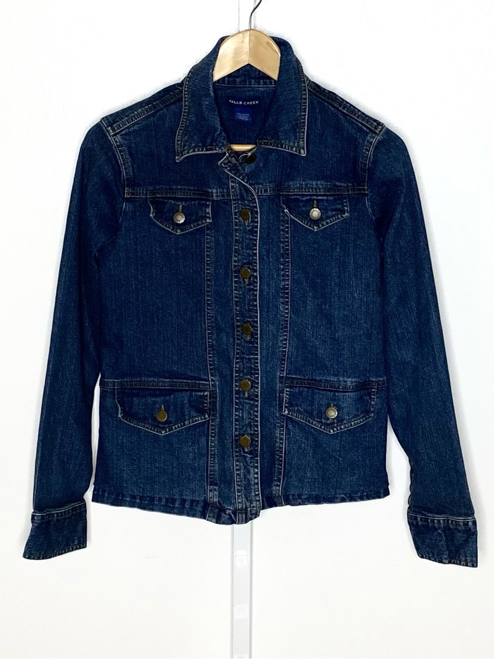 Falls Creek | Dark-Wash Denim Cotton/Spandex Button-Down Jean Jacket Sz Small